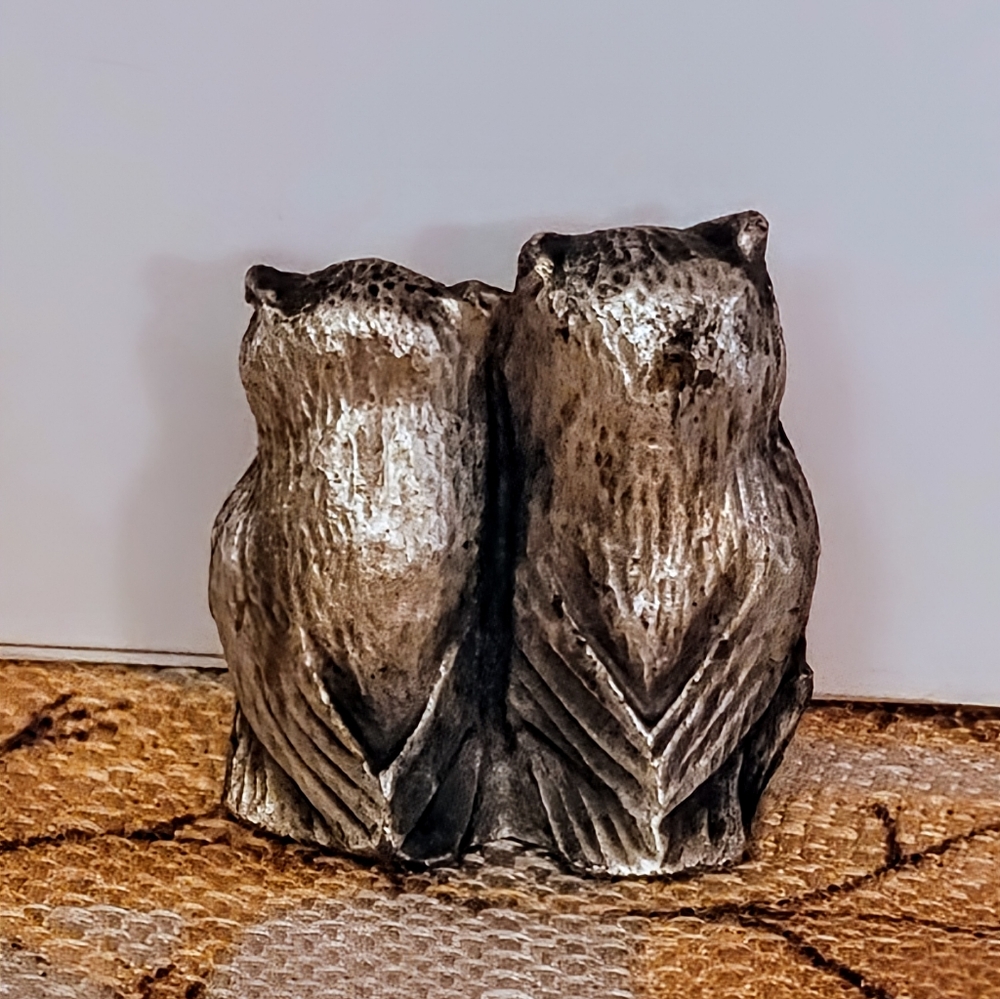 Owl Small Pewter Figurines Mini Owl Family Group Shelf Decor Set of 4 Vintage - Picture 3 of 12